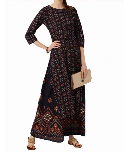 Aarika girls maroon-yellow colour cotton printed kurti skirt set - Aarika -  4181529